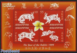 Niuafo'ou 1999 Year Of The Rabbit S/s, Mint NH, Nature - Various - Flowers & Plants - Rabbits / Hares - New Year - New Year