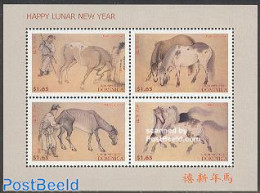 Dominica 2001 Year Of The Horse 4v M/s, Mint NH, Nature - Various - Horses - New Year - Nouvel An