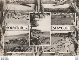U14-83) SAINT AYGULF (VAR) SOUVENIR - LA PLAGE - LE CAMPING  LES ROCHERS - ( OBLITERATION DE 1958 - 2 SCANS ) - Saint-Aygulf