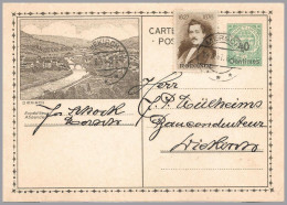 LUXEMBOURG - 1931 RODANGE POSTER STAMP Tied On 40c/35c Postal Viewcard (Diekirch View) Mersch T34 To Diekirch T34 - Entiers Postaux