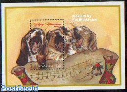 Gambia 1998 Christmas/dogs S/s, Mint NH, Nature - Performance Art - Religion - Dogs - Music - Christmas - Music