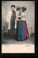 AK Paar In Tracht Aus Schaumburg-Lippe  - Costumes