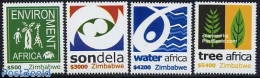 Zimbabwe 2004 Environment Protection 4v, Mint NH, Nature - Elephants - Environment - Giraffe - Water, Dams & Falls - Umweltschutz Und Klima