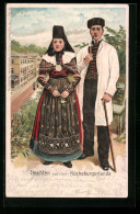 Lithographie Pärchen In Tracht Aus Dem Bückeburger Lande  - Costumes