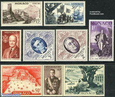 Monaco 1956 Fipex 9v (6v+[::]), Mint NH, History - Transport - American Presidents - Decorations - Philately - Ships A.. - Unused Stamps