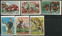 Comoros 1976 Animals 6v, Imperforated, Mint NH, Nature - Animals (others & Mixed) - Birds - Birds Of Prey - Cat Family.. - Comoros