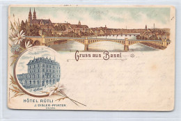 BASEL - Litho - Hôtel Rütli - Verlag H. Wiemken  - Bâle