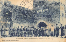 Maroc - SEFROU - Porte Principale De La Ville Avec Son Poste De Garde - Types Juifs Sur La Droite - Ed. Niddam & Assouli - Autres & Non Classés