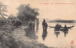 Viet Nam - HUÉ - Eléphants Traversant Une Rivière - Ed. P. Dieulefils 1027 - Viêt-Nam