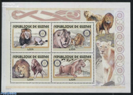 Guinea, Republic 2001 Lions 4v M/s, Mint NH, Nature - Various - Animals (others & Mixed) - Cat Family - Rotary - Rotary Club