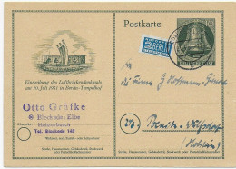 Ganzsache 1952, Heisterbusch Nach Poenitz, Luftbrücken Denkmal - Briefe U. Dokumente