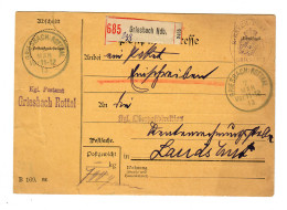 Postamt Paketkarte Griesbach Im Rotthal, 1913 An Die OPD Landshut - Brieven En Documenten
