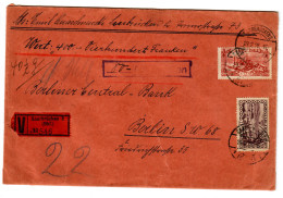 Wertbrief Saaarbrücken 1928 An Berliner Central Bank, Berlin - Briefe U. Dokumente