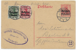 Ganzsache Brüssel, Zensur, Nach Berlin, 1916 - Occupation 1914-18