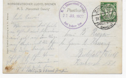 Ansichtskarte M.S. Hansestadt Danzig, Zoppot, 1927, Schiffspost Nach Bielefeld - Lettres & Documents