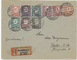 Einschreiben Hindenburg Oberschlesien Nach Berlin, 1920, MiNr. 1-9 - Silesia