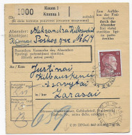 Paketkarte Kauen 1942 Nach Zarasai, Ossersee, Deutsche Dienstpost Ostland - Besetzungen 1938-45