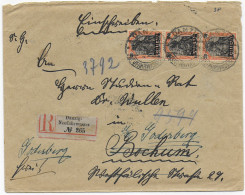 Einschreiben Danzig Neufahrwasser, 1920 Nach Bochum, Weiterleitung Godesberg - Lettres & Documents