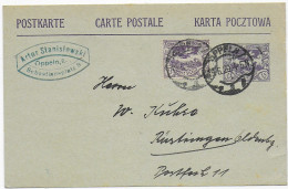 Postkarte Oppeln, 1920 Nach Rüstingen - Silesia