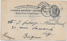 Post Card USA From Manila 1901 To Belgium - Philippines