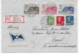 Einschreiben Skarsvag 1935 Nach Basel, Nordkapp, Hamburg-Amerika Linie, 159/161 - Autres & Non Classés