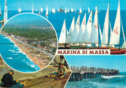 Postcard Italy Marina Di Massa Beach Pier Sailing Vessel - Massa