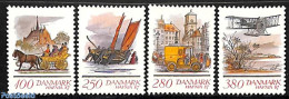 Denmark 1986 HAFNIA 87 4v (from S/s), Mint NH, Nature - Transport - Horses - Post - Automobiles - Aircraft & Aviation .. - Ongebruikt
