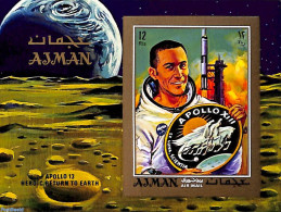 Ajman 1970 Apollo 13 S/s, Imperforated, Mint NH, Transport - Space Exploration - Adschman