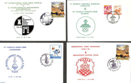 Yugoslavia 1991 Lot Of 4 Cards With Special Chess Cancellations, Postal History, Sport - Chess - Covers & Documents