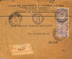 Peru 1930 Registered Mail From Lima To New York (folded Cover With Tear), Official Mail, Postal History - Autres & Non Classés