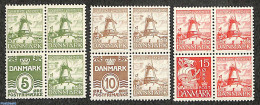 Denmark 1937 Hanssen Fund 3 Booklet Panes, Unused (hinged), Various - Mills (Wind & Water) - Neufs