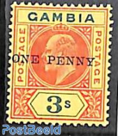Gambia 1906 ONE PENNY On 3s, Stamp Out Of Set, Unused (hinged) - Gambia (...-1964)