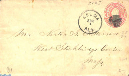 United States Of America 1865 Envelope 3c From SELMA, Used Postal Stationary - Briefe U. Dokumente