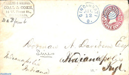 United States Of America 1865 Envelope 3c From CINCINNATI To Indianapolis, Used Postal Stationary - Briefe U. Dokumente