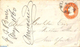 United States Of America 1860 Envelope 3c To N.Y., Used Postal Stationary - Briefe U. Dokumente