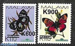 Malawi 2019 Butterflies Overprints 2v, Large Font, Mint NH, Nature - Butterflies - Malawi (1964-...)