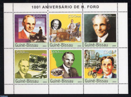 Guinea Bissau 2003 Henry Ford 6v M/s, Mint NH, History - Science - Transport - Inventors - Automobiles - Voitures