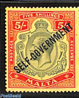 Malta 1922 5sh, Stamp Out Of Set, Unused (hinged) - Malte