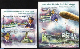 Guinea Bissau 2015 Battle Of Dogger Bank 2 S/s, Mint NH, History - Transport - History - Ships And Boats - Zeppelins -.. - Boten