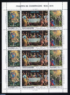 Ras Al-Khaimah 1970 Easter Philippe De Champaigne 12v M/s, Mint NH, Religion - Religion - Art - Paintings - Ra's Al-Chaima