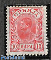 Serbia 1896 10pa, Perf. 13:13.5, Stamp Out Of Set, Unused (hinged) - Serbien