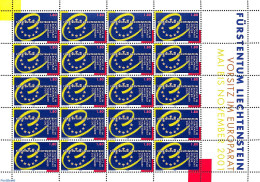 Liechtenstein 2001 European Council M/s, Mint NH, History - Europa Hang-on Issues - Unused Stamps