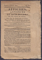 Affiches, Annonces Et Avis Divers De La Ville De LIEGE Datée 1e Février 1818 "timbré à L'extraordinaire" - 1815-1830 (Période Hollandaise)