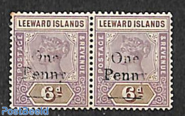 Leeward Islands 1902 Pair Of 2 Stamps, O From One Narrow And Wide, Unused (hinged) - Leeward  Islands