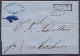 L. Datée 30 Mai 1859 De MONTJOIE Cachet Date [MONTJOIE /30/5] Pour AACHEN - Prephilately