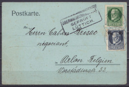 Bavière - CP Affr. 7½pf + 2½pf Càd KITZINGEN/ 8 NOV 1916 Pour ARLON - Cachet Censure [ÜBERWACHUNGSSTELLE GEPRÜFT LÜTTICH - Covers & Documents