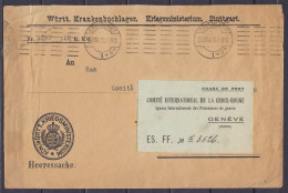 Env. "Württ. Krankenbuchlager. Kriegsministerium. Stuttgart" (Ministère De La Guerre) Flam. STUTTGART /27. MÄR.1919 En F - Brieven En Documenten