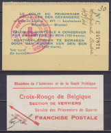 Lot De 2 Bons De Colis Pour Prisonniers Croix-Rouge De Belgique - Section De VERVIERS - Guerre 40-45 (Lettres & Documents)