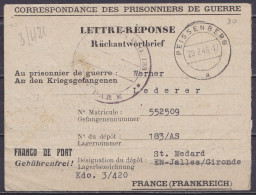 Lettre-réponse (Rückantwortbrief) Correspondance Des Prisonniers De Guerre Càpt PEISSENBERG /29.7.1946 Pour ST-MEDARD-EN - Autres & Non Classés