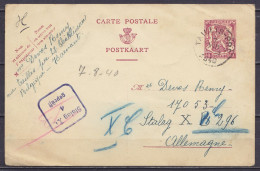 EP CP 40c Lilas De Châtelineau Càd TAILLIS-PRE /7 VIII 1940 Pour Prisonnier Au Stalag XB Réexpédiée Au Stalag XC - Cache - WW II (Covers & Documents)